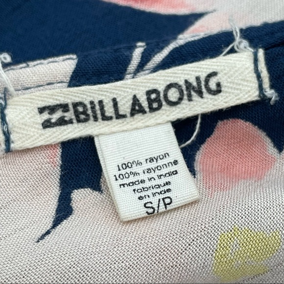 BILLABONG‎ Blue Floral Dress Heart Strayed Back Strap Long Sleeves A-Line Small - Picture 5 of 11